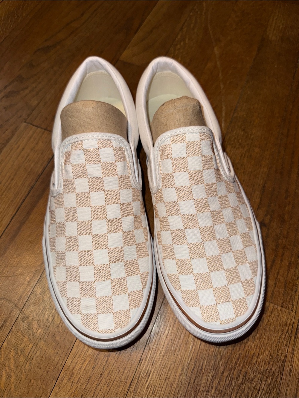 •VANS•NWT METALLIC GOLD & WHITE CHECKERED OLD SKOOL PLATFORM SNEAKER SIZE 8 - Picture 9 of 12